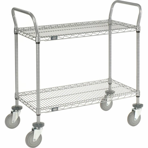 Best reviews of ๐ Nexel® Utility Cart w/2 Shelves & Pneumatic Casters, 1200 lb. Cap, 42"L x 24"W x 42"H, Silver ๐