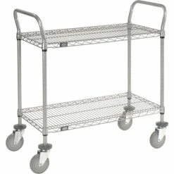 Outlet β Nexel® Utility Cart w/2 Shelves & Pneumatic Casters, 1200 lb. Cap, 30"L x 24"W x 42"H, Silver π₯°