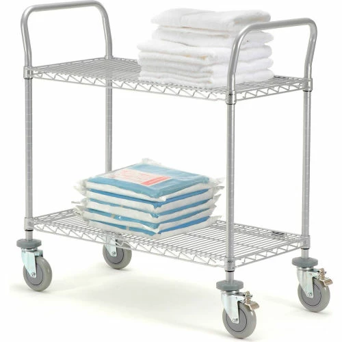 Flash Sale 🔥 Nexel® Utility Cart w/2 Shelves & Poly Brake Casters, 1200 lb. Cap, 48"L x 21"W x 39"H, Silver 🔔 - Image 5