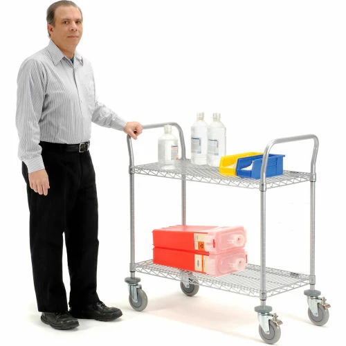Deals ⌛ Nexel® Utility Cart w/2 Shelves & Poly Brake Casters, 1200 lb. Cap, 30"L x 21"W x 39"H, Silver 🎁 - Image 4