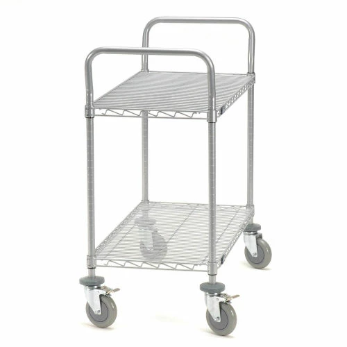 Flash Sale 🔥 Nexel® Utility Cart w/2 Shelves & Poly Brake Casters, 1200 lb. Cap, 48"L x 21"W x 39"H, Silver 🔔 - Image 7