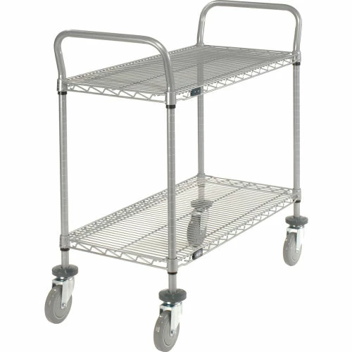 Flash Sale 😀 Nexel® Utility Cart w/2 Shelves & Poly Casters, 1200 lb. Capacity, 36"L x 21"W x 39"H, Silver 🤩 - Image 2