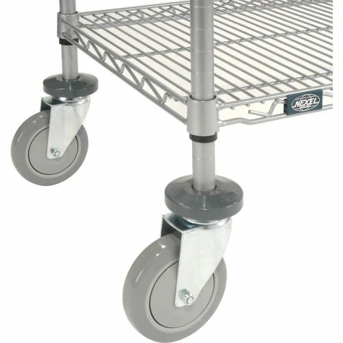 Best Sale 😉 Nexel® Utility Cart w/2 Shelves & Poly Casters, 1200 lb. Capacity, 48"L x 21"W x 39"H, Silver ✨ - Image 4