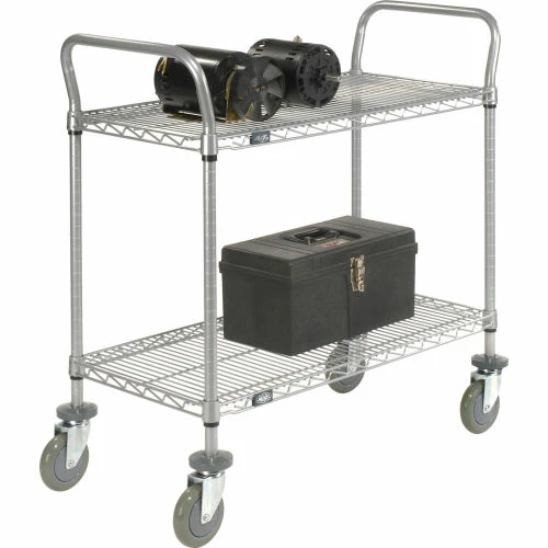 Cheapest 🤩 Nexel® Utility Cart w/2 Shelves & Poly Casters, 1200 lb. Capacity, 30"L x 18"W x 39"H, Silver 💯 - Image 6
