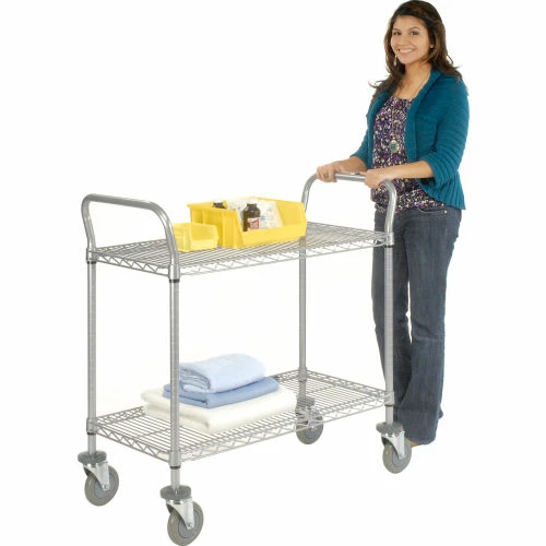 Cheapest 🤩 Nexel® Utility Cart w/2 Shelves & Poly Casters, 1200 lb. Capacity, 30"L x 18"W x 39"H, Silver 💯 - Image 8