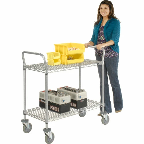Brand new 🎁 Nexel® Utility Cart w/2 Shelves & Poly Casters, 1200 lb. Capacity, 42"L x 24"W x 39"H, Silver 👏 - Image 9
