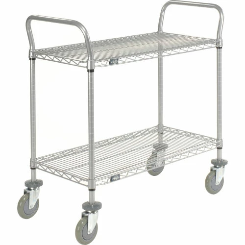 Best Sale 😉 Nexel® Utility Cart w/2 Shelves & Poly Casters, 1200 lb. Capacity, 48"L x 21"W x 39"H, Silver ✨ - Image 12