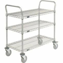 New 🌟 Nexel® Utility Cart w/3 Shelves & Poly Brake Casters, 1200 lb. Cap, 36"L x 18"W x 39"H 🌟