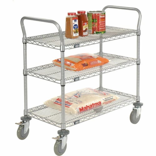 Buy 🎁 Nexel® Utility Cart w/3 Shelves & Poly Brake Casters, 1200 lb. Cap, 42"L x 21"W x 39"H 🎉 - Image 5