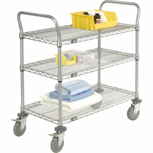 Cheapest ✔️ Nexel® Utility Cart w/3 Shelves & Poly Brake Casters, 1200 lb. Cap, 60"L x 24"W x 39"H 🌟 - Image 6