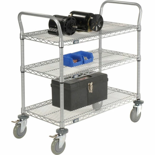 Brand new 👏 Nexel® Utility Cart w/3 Shelves & Poly Brake Casters, 1200 lb. Cap, 36"L x 21"W x 39"H 👏 - Image 7