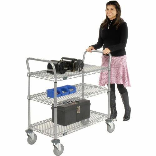 Brand new 👏 Nexel® Utility Cart w/3 Shelves & Poly Brake Casters, 1200 lb. Cap, 36"L x 21"W x 39"H 👏 - Image 11