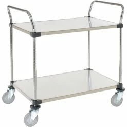Best reviews of π Nexel® Stainless Steel Utility Cart w/2 Shelves, 800 lb. Capacity, 36"L x 24"W x 38"H π
