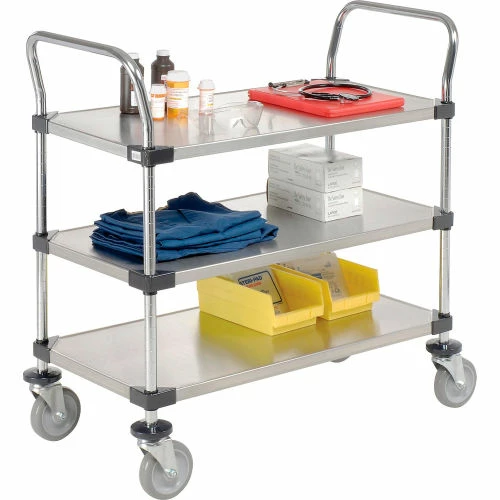 Cheapest π Nexel® Stainless Steel Utility Cart w/3 Shelves, 800 lb. Capacity, 48"L x 24"W x 38"H π