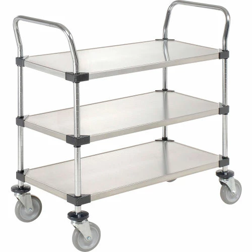 Cheapest π Nexel® Stainless Steel Utility Cart w/3 Shelves, 800 lb. Capacity, 48"L x 24"W x 38"H π - Image 2