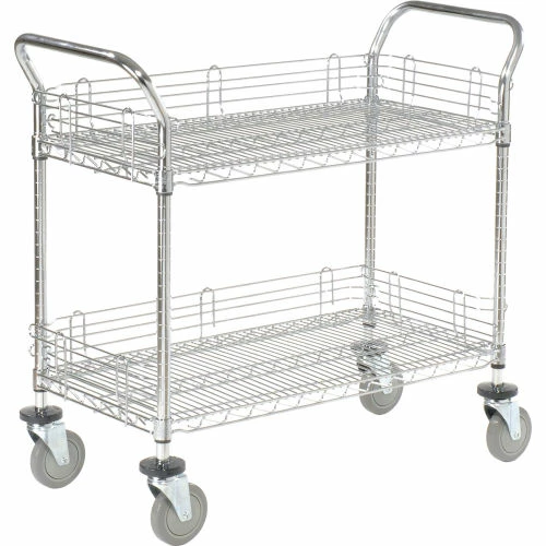 Coupon π₯ Nexel® Chrome Utility Cart w/2 Shelves & Poly Casters, 1200 lb. Capacity, 60"L x 24"W x 39"H π - Image 8