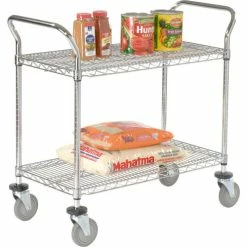 Best Pirce 🎁 Nexel® Chrome Utility Cart w/2 Shelves & Poly Brake Casters, 1200 lb. Cap, 42"L x 18"W x 39"H 🎁