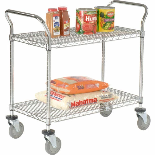 Buy π― Nexel® Chrome Utility Cart w/2 Shelves & Poly Casters, 1200 lb. Capacity, 36"L x 21"W x 39"H π