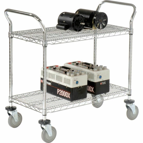 Best reviews of π Nexel® Chrome Utility Cart w/2 Shelves & Poly Casters, 1200 lb. Capacity, 36"L x 18"W x 39"H π - Image 2