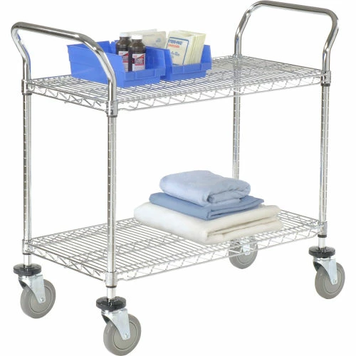 Wholesale β€οΈ Nexel® Chrome Utility Cart w/2 Shelves & Poly Casters, 1200 lb. Capacity, 48"L x 24"W x 39"H π - Image 3