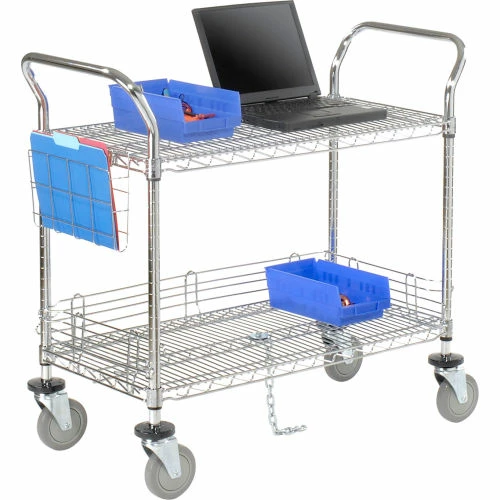 Buy π― Nexel® Chrome Utility Cart w/2 Shelves & Poly Casters, 1200 lb. Capacity, 36"L x 21"W x 39"H π - Image 4