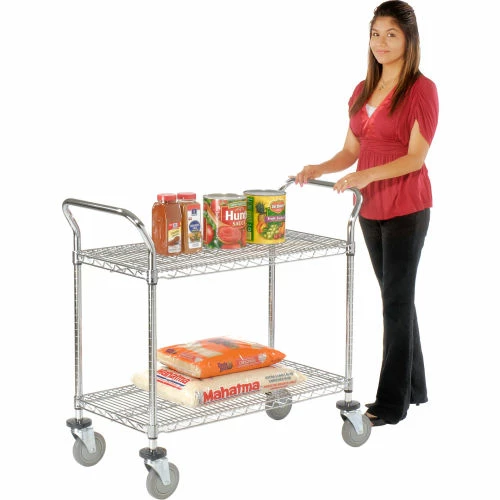 Best reviews of π Nexel® Chrome Utility Cart w/2 Shelves & Poly Casters, 1200 lb. Capacity, 36"L x 18"W x 39"H π - Image 6