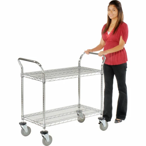 Wholesale β€οΈ Nexel® Chrome Utility Cart w/2 Shelves & Poly Casters, 1200 lb. Capacity, 48"L x 24"W x 39"H π - Image 7