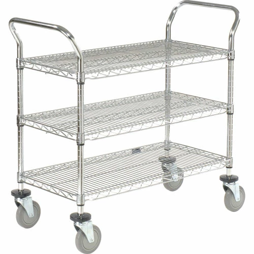 Outlet π€© Nexel® Chrome ESD Utility Cart w/3 Shelves & Polyurethane Casters, 60"L x 18"W x 39"H β - Image 2