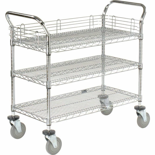 Best deal π Nexel® Chrome Utility Cart w/3 Shelves & Poly Casters, 1200 lb. Capacity, 42"L x 18"W x 39"H β€οΈ - Image 2