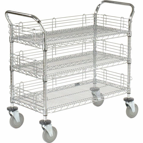 Buy π― Nexel® Chrome Utility Cart w/3 Shelves & Poly Casters, 1200 lb. Capacity, 36"L x 21"W x 39"H π - Image 4