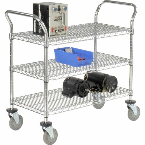 Buy π― Nexel® Chrome Utility Cart w/3 Shelves & Poly Casters, 1200 lb. Capacity, 36"L x 21"W x 39"H π - Image 13