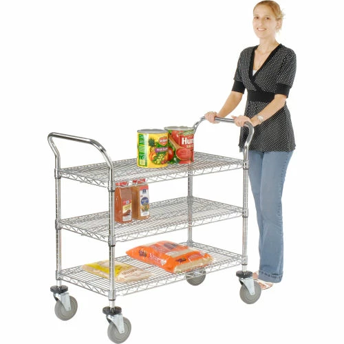 Promo βοΈ Nexel® Chrome Utility Cart w/3 Shelves & Poly Casters, 1200 lb. Capacity, 36"L x 24"W x 39"H π - Image 19
