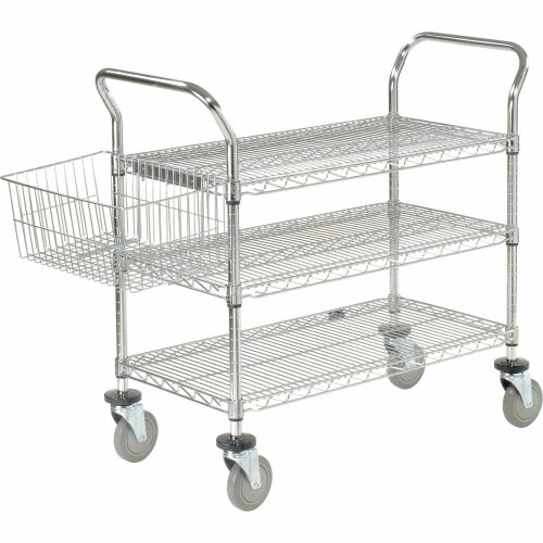 Buy π― Nexel® Chrome Utility Cart w/3 Shelves & Poly Casters, 1200 lb. Capacity, 36"L x 21"W x 39"H π - Image 24
