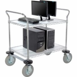 Cheap 🔥 Nexel® Chrome Wire Shelf Instrument Cart w/2 Shelves, 1200 Ib. Capacity, 36"L x 24"W x 44"H 🔥