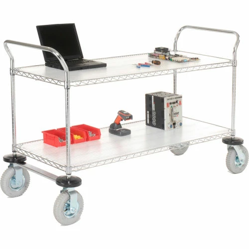 Buy π₯° Nexel® Chrome Utility Cart w/2 Shelves & Pneumatic Casters, 1200 lb. Cap, 36"L x 18"W x 42"H π