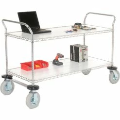 Outlet 👏 Nexel® Chrome Wire Shelf Instrument Cart w/2 Shelves, 1200 Ib. Capacity, 60"L x 24"W x 44"H ✔️