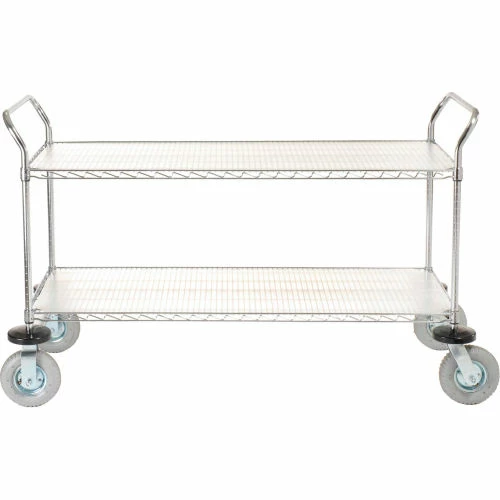 Buy π― Nexel® Chrome Utility Cart w/2 Shelves & Pneumatic Casters, 1200 lb. Cap, 36"L x 21"W x 42"H π - Image 2