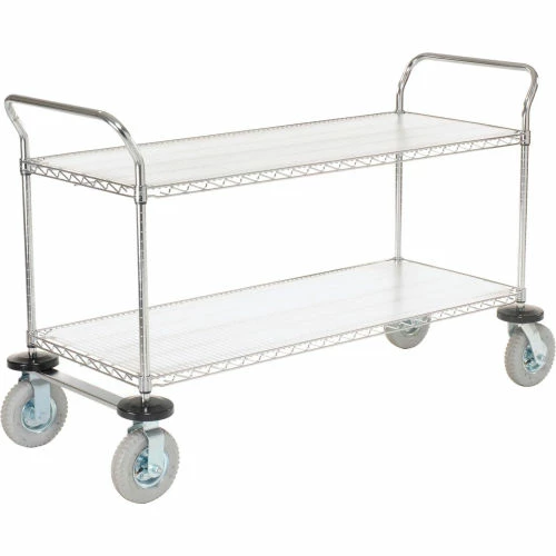 Buy π Nexel® Chrome Utility Cart w/2 Shelves & Pneumatic Casters, 1200 lb. Cap, 48"L x 21"W x 42"H π - Image 7