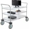 Promo 🔥 Nexel® Chrome Utility Cart w/3 Shelves & Pneumatic Casters, 1200 lb. Cap, 30"L x 18"W x 42"H 🥰