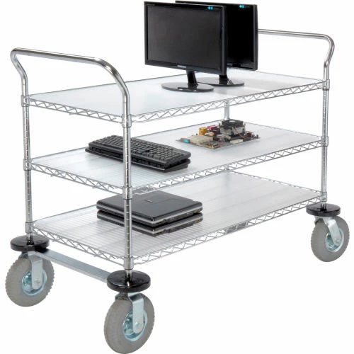 Cheapest β€οΈ Nexel® Chrome Utility Cart w/3 Shelves & Pneumatic Casters, 1200 lb. Cap, 36"L x 24"W x 42"H π
