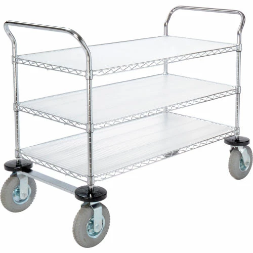 Cheapest β€οΈ Nexel® Chrome Utility Cart w/3 Shelves & Pneumatic Casters, 1200 lb. Cap, 36"L x 24"W x 42"H π - Image 2