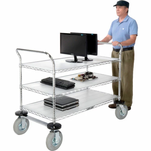 Deals β¨ Nexel® Chrome Utility Cart w/3 Shelves & Pneumatic Casters, 1200 lb. Cap, 36"L x 18"W x 42"H π - Image 5