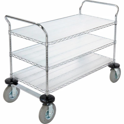 Deals β¨ Nexel® Chrome Utility Cart w/3 Shelves & Pneumatic Casters, 1200 lb. Cap, 36"L x 18"W x 42"H π - Image 6
