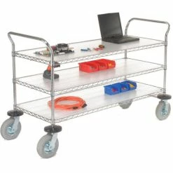 Best Pirce π Nexel® Chrome Wire Shelf Instrument Cart w/3 Shelves, 1200 Ib. Capacity, 60"L x 24"W x 44"H β