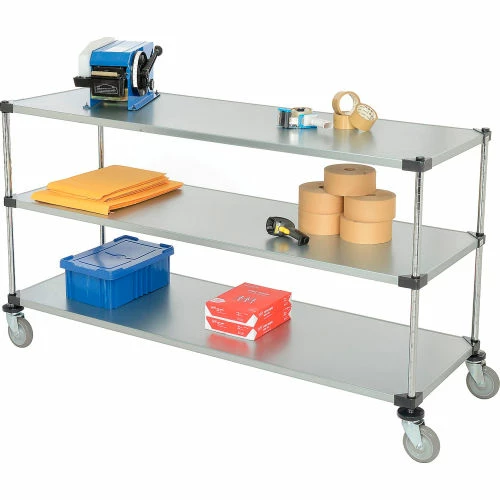 New π Nexel® Adjustable Shelf Cart w/3 Shelves, 800 lb. Capacity, 72"L x 24"W x 40"H, Silver β€οΈ - Image 6