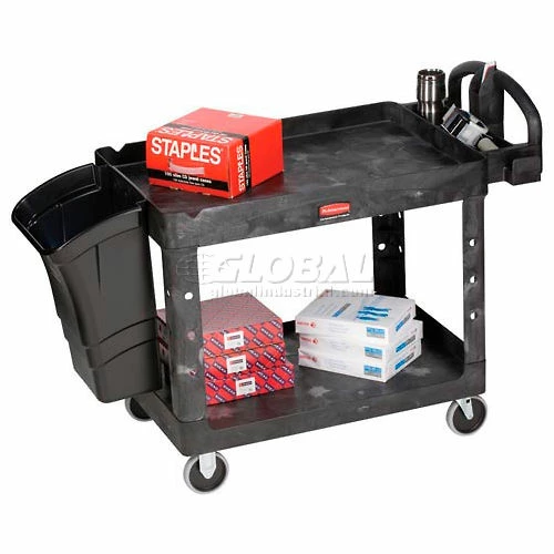 Best reviews of ⌛ Rubbermaid® Plastic Utility Cart w/2 Shelves, 500 lb. Capacity, 45"L x 26"W x 33"H, Gray 👍 - Image 3