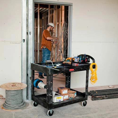 Best reviews of ⌛ Rubbermaid® Plastic Utility Cart w/2 Shelves, 500 lb. Capacity, 45"L x 26"W x 33"H, Gray 👍 - Image 14