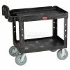 Best Pirce 🧨 Rubbermaid® Plastic Utility Cart w/2 Shelves, 500 lb. Capacity, 44"L x 25"W x 36"H, Black 🔥