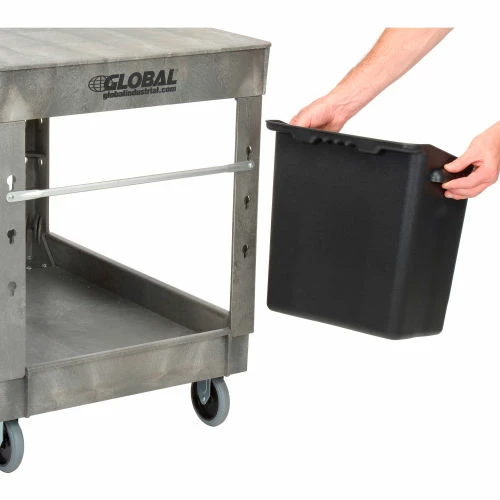 Best deal π Global Industrial Waste Container w/Mount Bar, 14"L x 10"W x 19"H, Black β - Image 4