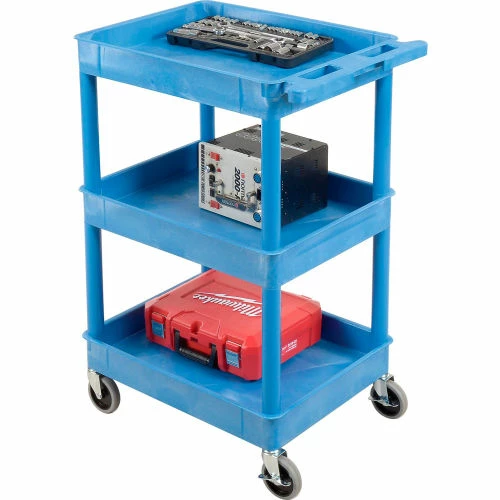 Best reviews of π― Luxor® BUSTC111BU Blue 3 Shelf Tray Shelf Plastic Cart 24 x 18 π - Image 8